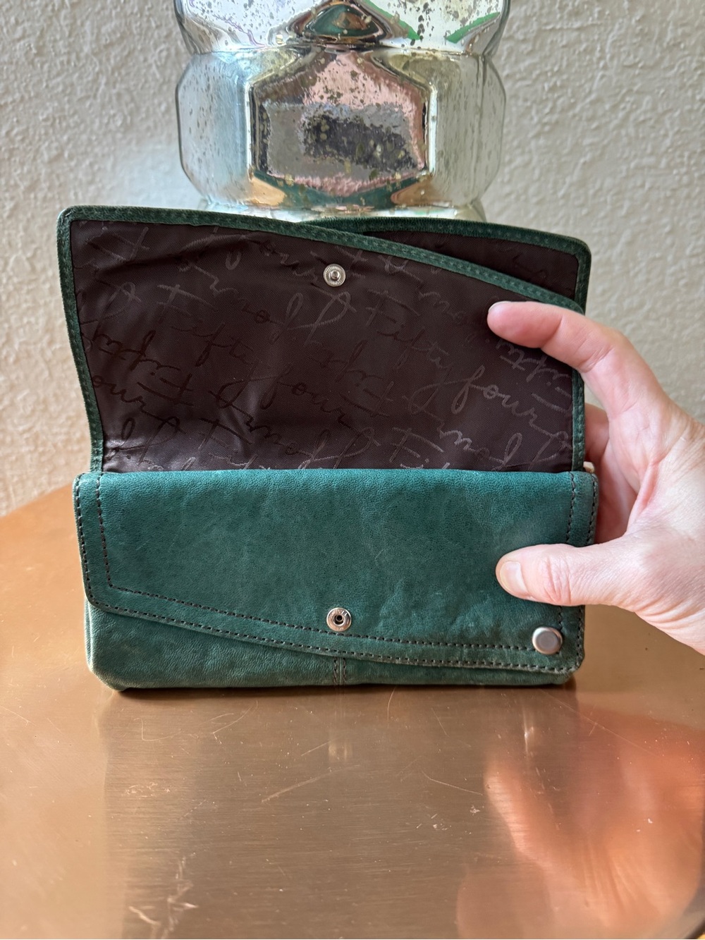 Fossil Fifty Four Teal Green Leather Foldover Wallet - Picture 5 of 10